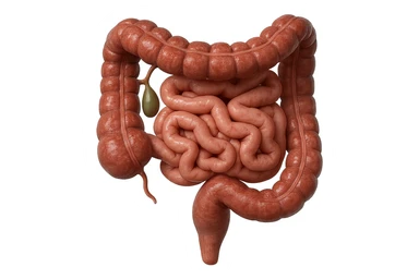 CISTIFELLEA E INTESTINO SONO COLLEGATI NEL DOLORE, SENZA SCRITTE E L'INTESTINO FALLO PERFETTO E REALISTICO, NON DISEGNATO iperrealistico 4k sticker