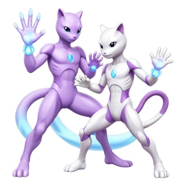 Pokemon legendary cian and purple mewtwo sticker