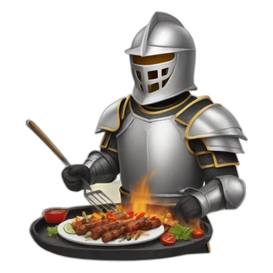 helmeted knight eating filipino bbq sticker