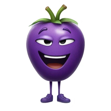 purple fruit grinning with legs  sticker