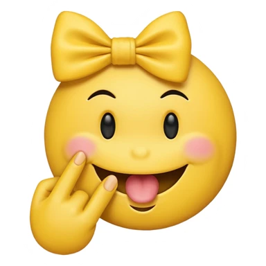 smiley face with finger in mouth and bow on too sticker