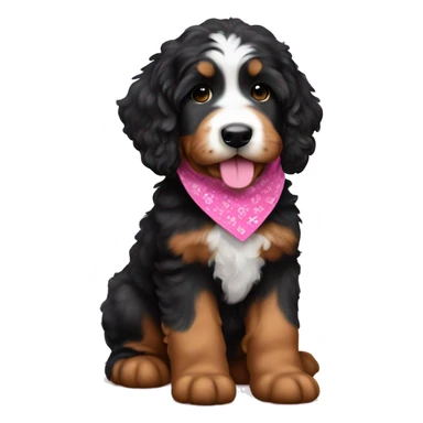 Bernedoodle puppy with pink bandanna sticker