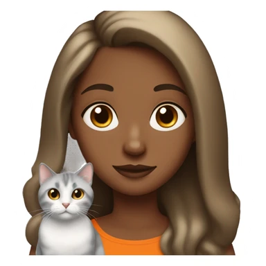 brown girl long brown hair with the under part blonde and a gray and black cat with orange spots on her shoulder sticker