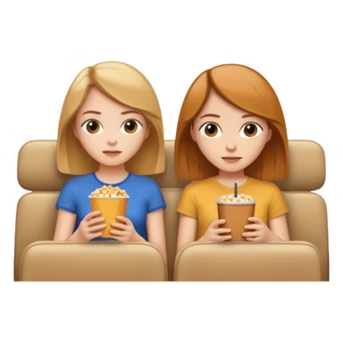 Two girls one caramel coloured hair but short shoulder length hair and one the same colour hair but long they ar watching a movie sticker