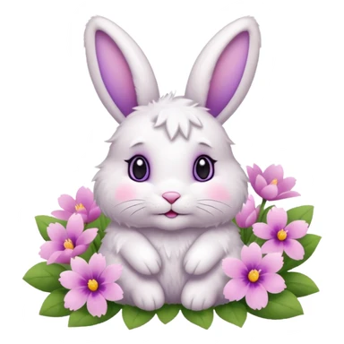🐰🌸✨ Fluffy bunny in spring flowers sticker