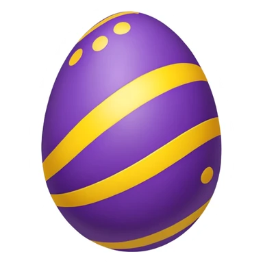 A purple Easter egg with yellow stripes and polkadots sticker