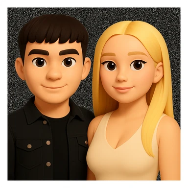 Slightly increase the volume of the upper body of the girl, slightly turn her to face forward, and make the skin color uniform. Maintain the cartoonish 3D style as in the reference image. sticker