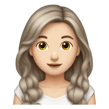 White Girl brown hair anD two Grey bunnies sticker