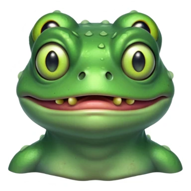 zombie frog portrait, head and shoulders only, slimy undead skin, glowing green eyes, funny creepy look, 3D cartoon, mobile game icon style, clean background, no text, no watermark
 sticker