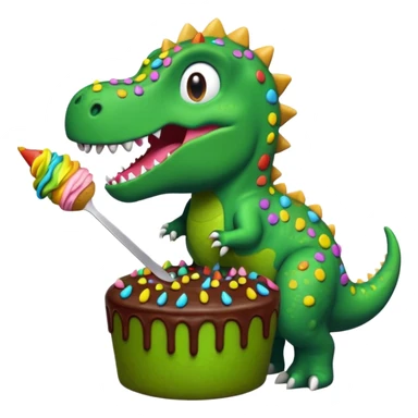 Dinosaur eating cake sticker