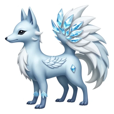 Shiny Silver-White Frosted Ice-Crystal Encrusted Regal Arctic Alolan-Ninetales-Latias-hybrid-creature (full body) sticker