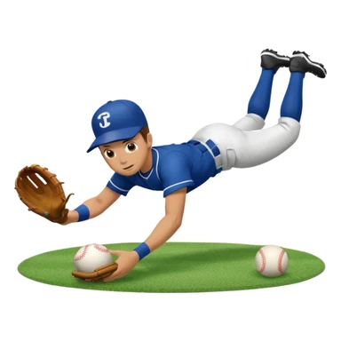 baseball player diving to catch the ball sticker