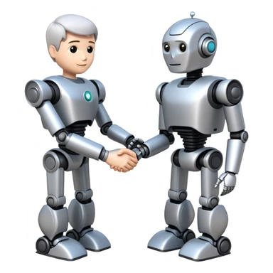 developer handshake with robot sticker
