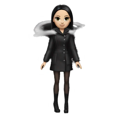 Fun ‘n Fur Barbie, teen Wednesday Addams, cape,veil,funeralwear,showing off, show full body,accessories coat gloves  sticker