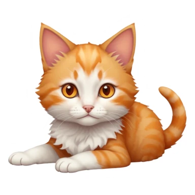 full body of very small + skinny ginger and white kitten with deep orange eyes and triangular shaped face lying down sticker