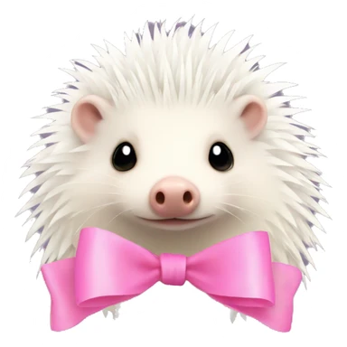 Albino hedgehog with a pink bow sticker