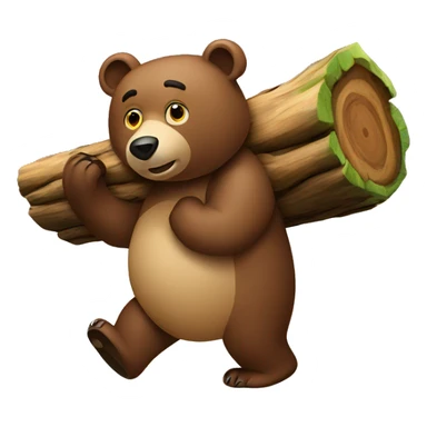 bear (animal) carrying log overhead sticker