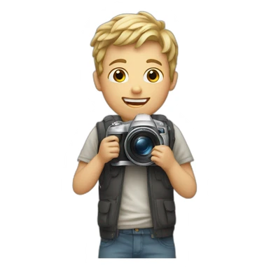 White Kid holding camera sticker