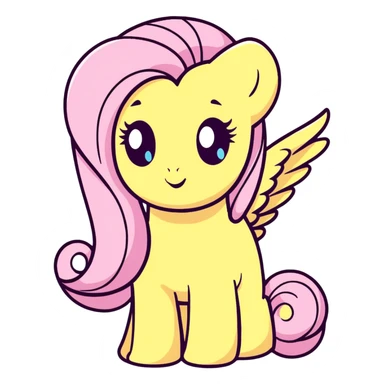 cute cartoon sticker of Fluttershy in pastel colors sticker