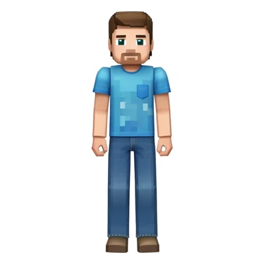 Minecraft Steve character full body with blue shirt and jeans, pixelated blocky style sticker