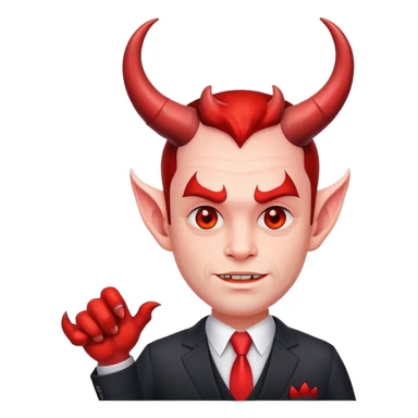 devil businessman with horns and suit selling courses sticker