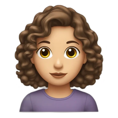 un emoji d’une fille brune,les cheveux bouclés onduler. Elle possède de grandes lèvres et est un peu joufflue. Elle possède aussi de beaux yeux vert.  sticker
