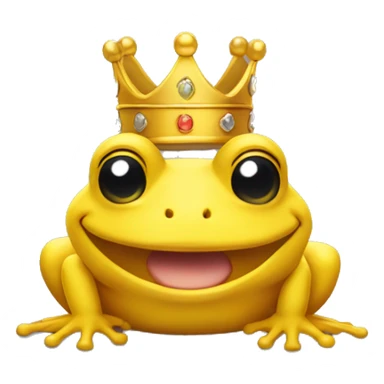A yellow frog wearing a crown, winking and smiling. sticker