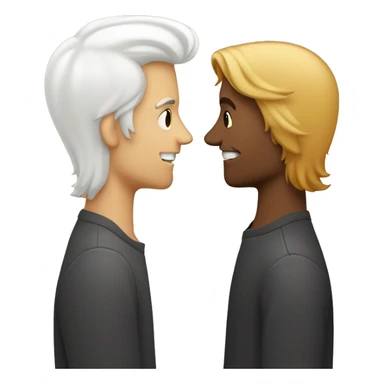 beso entre dos hombres, uno que sea blanco con el pelo medio rubio y el otro blanco con pelo rizado sticker