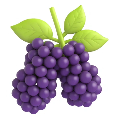 3D emoji style, blackberry (black berry fruit), three-dimensional and lively, no background sticker