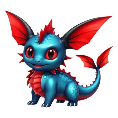 Shiny Red And Black Colorful Vaporeon-Toothless-Fakémon-hybrid-creature (full body)  sticker