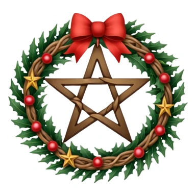 Christmas wreath with pentacle in the center sticker