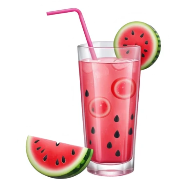 pink soft drink with a watermelon on the side of glass sticker