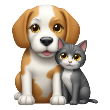 a dog hugs the cat sticker