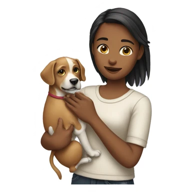 A girl that holding a dog in her hand  sticker