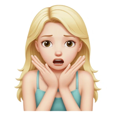 A blonde white girl chocking herself with her hands sticker