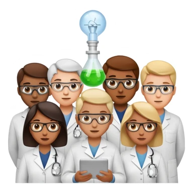 group of scientists and engineers working together on innovation sticker