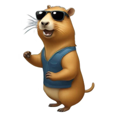 A capybara dancing with sunglasses sticker