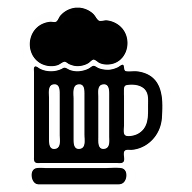 beer mug icon, filled style, solid black, minimalistic sticker