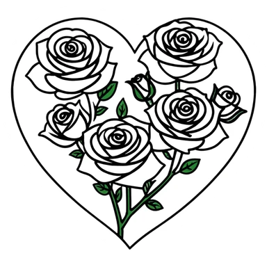 romantic heart-shaped arrangement of roses sticker
