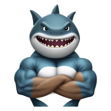 Bodybuilder shark with arms crossed sticker