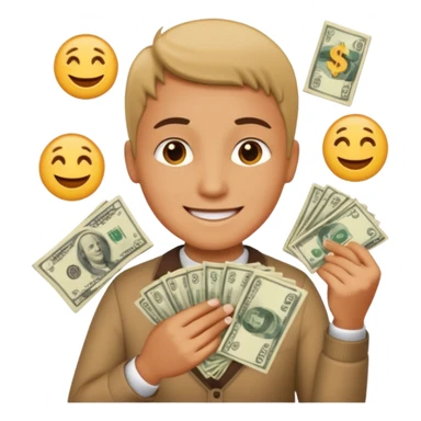 A caring parent counting money with family icons emoji sticker