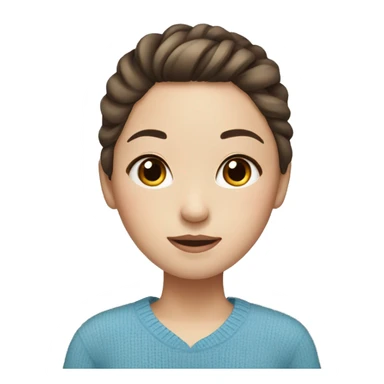 Chinese girl with high ponytail in blue sweater brown hair and eyes sticker