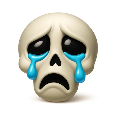 Keep the emoji exactly like the reference image but add tears to the eyes, in iOS emoji style. Add a soft shadow. All other details and style should remain the same. The style should resemble iOS emoji style. sticker