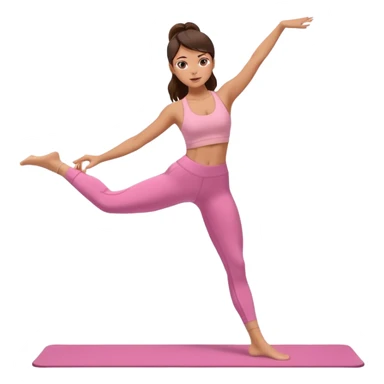 brunette girl in pink leggings and top, pilates exercise, dynamic movement sticker