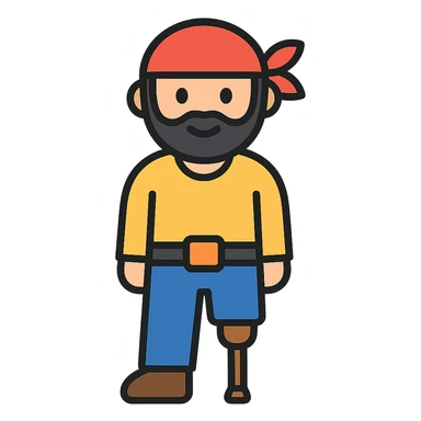 colored icon of a man with a peg leg sticker