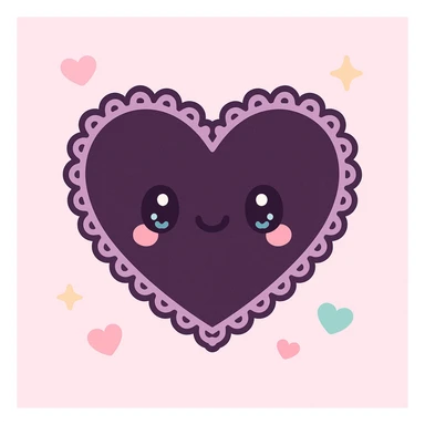 gothic heart with lace border, kawaii style, ornate, dark, elegant sticker