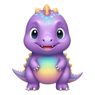 Cinematic tiny pastel dinosaur, chubby round body, tiny feet, big sparkling eyes, soft glowing colors, happy and friendly expression, radiating warmth. sticker