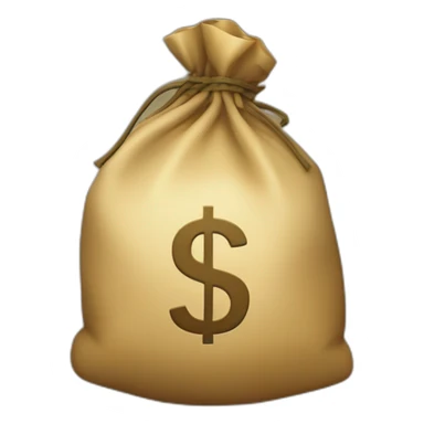 Money bag with letter ₸ in the center of the bag sticker