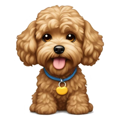 Brown maltipoo dog with Mickey Mouse  sticker