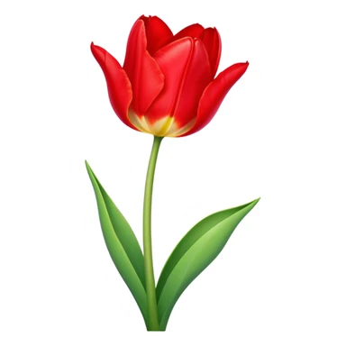 ​Cinematic Realistic Tulip, depicted as a single, exquisitely detailed bloom with vibrant red petals and a delicate stem, softly illuminated by natural light that highlights its graceful beauty and elegant form, sticker